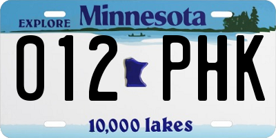 MN license plate 012PHK