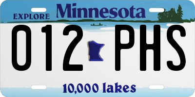 MN license plate 012PHS