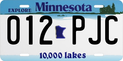 MN license plate 012PJC