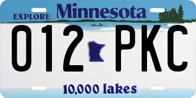 MN license plate 012PKC
