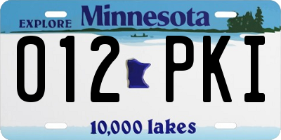 MN license plate 012PKI