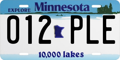 MN license plate 012PLE