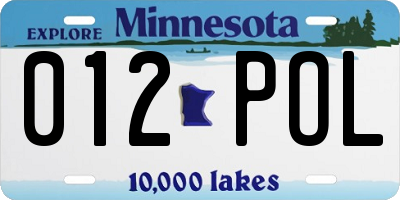 MN license plate 012POL