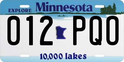 MN license plate 012PQO