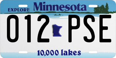 MN license plate 012PSE