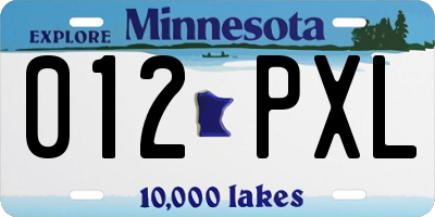 MN license plate 012PXL