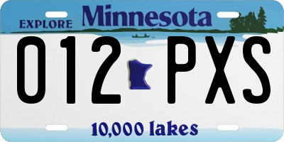 MN license plate 012PXS