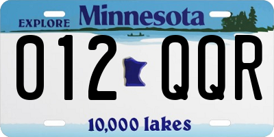 MN license plate 012QQR