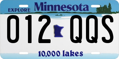 MN license plate 012QQS