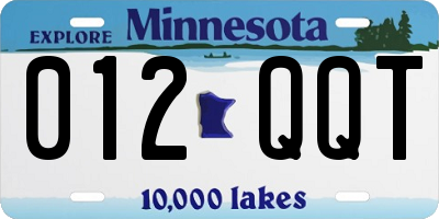 MN license plate 012QQT