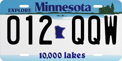 MN license plate 012QQW