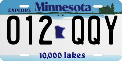 MN license plate 012QQY