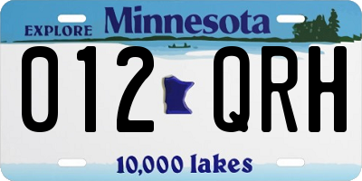 MN license plate 012QRH