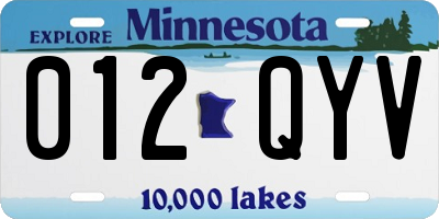 MN license plate 012QYV