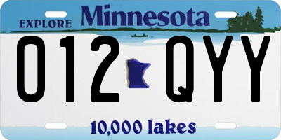 MN license plate 012QYY