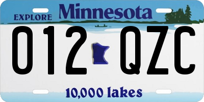 MN license plate 012QZC