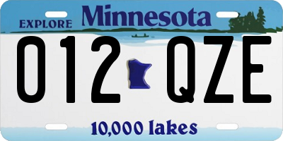 MN license plate 012QZE