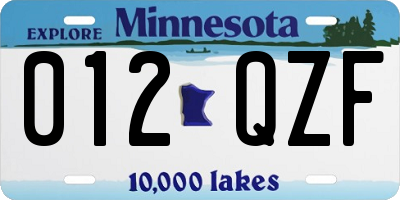 MN license plate 012QZF