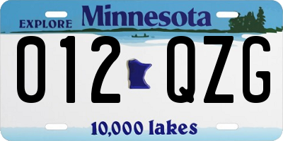 MN license plate 012QZG