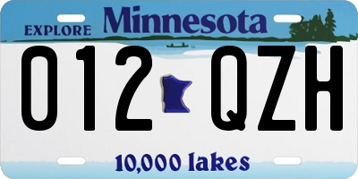 MN license plate 012QZH