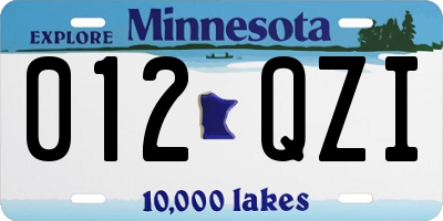 MN license plate 012QZI