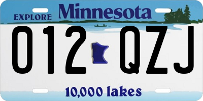 MN license plate 012QZJ