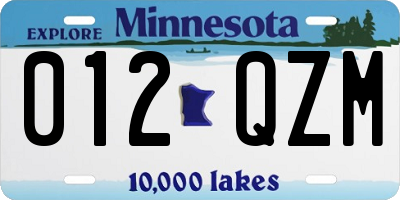 MN license plate 012QZM