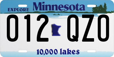 MN license plate 012QZO