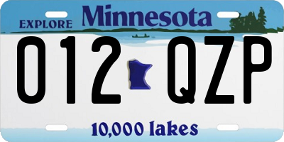 MN license plate 012QZP
