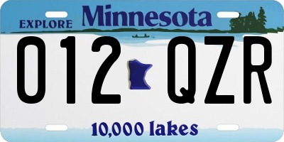 MN license plate 012QZR