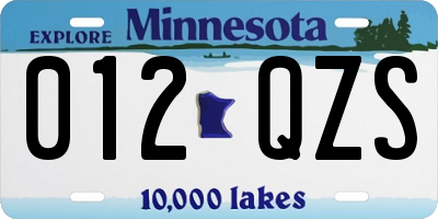 MN license plate 012QZS
