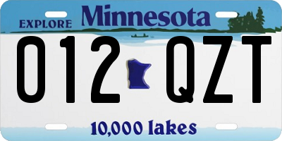 MN license plate 012QZT