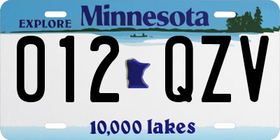 MN license plate 012QZV