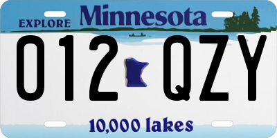 MN license plate 012QZY