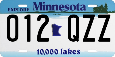 MN license plate 012QZZ