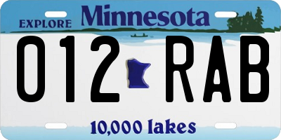 MN license plate 012RAB