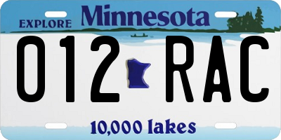 MN license plate 012RAC