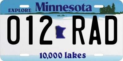 MN license plate 012RAD