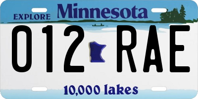 MN license plate 012RAE