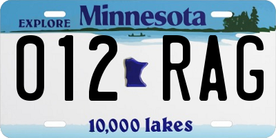 MN license plate 012RAG