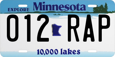 MN license plate 012RAP