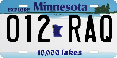MN license plate 012RAQ