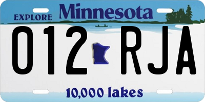 MN license plate 012RJA