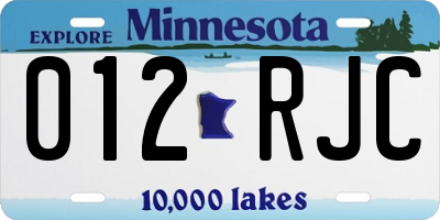 MN license plate 012RJC