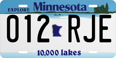 MN license plate 012RJE