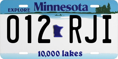 MN license plate 012RJI