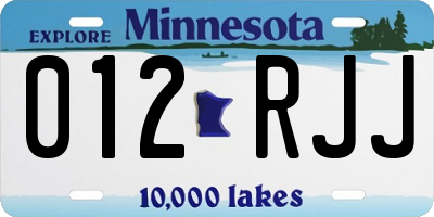 MN license plate 012RJJ