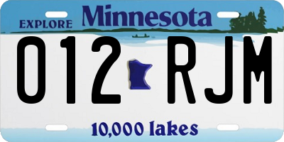 MN license plate 012RJM
