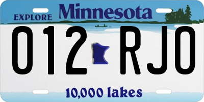 MN license plate 012RJO