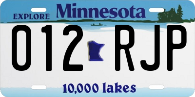 MN license plate 012RJP